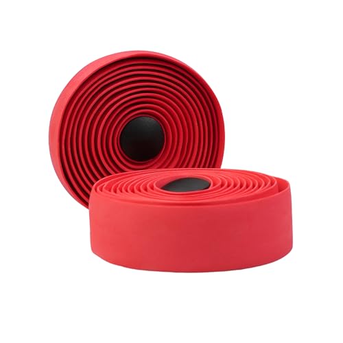 BD13 Bike Handlebar Tape, EVA Road Bike Bar Tape with Shock Absorbing Cushioning, Anti-Slip Bicycle Handlebar Wrap, Heavy-Duty Acrylic Double Sided Tape (red) - color: red