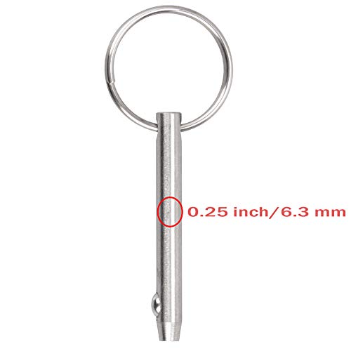 Quick Release Pin Bimini Top Pin Diameter 0.25 Inch, Total Length 3 Inch, Usable Length 2.4 Inch Full 316 Stainless Steel (4 PCS) - size: 4 Pieces