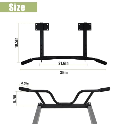 Joist Mounted Pull Up Bar,Heavy Duty Ceiling Mounted Chin Up Bar,Multi Grip, 4 Height Levels,35" Wide,Rings for Accessories,for Upper Body Workout - style: style A