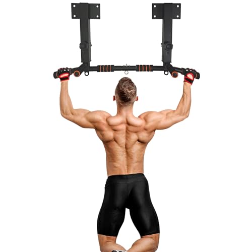 BESTHLS Wall Mounted Pull Up Bar and Dip Station, Heavy Duty Wall Mount Pull-up Chin Up Bar Multifunctional Home Gym Workout Indoor Exercise Equipment Support to 440 Lbs - style: Joist Mount