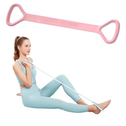 Figure 8 Resistance Band, Arm Back Shoulder Exercise Elastic Rope Stretch Fitness Band, Foot, Leg, Hand Stretcher, Arm Exerciser for Yoga Pilates Stretching Physical Therapy, Home Gym Workout - color: pink