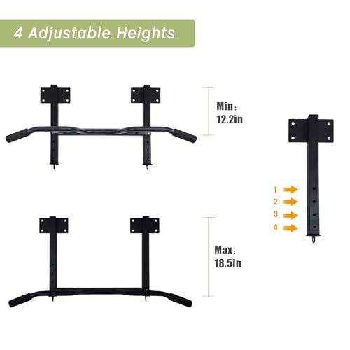 Joist Mounted Pull Up Bar,Heavy Duty Ceiling Mounted Chin Up Bar,Multi Grip, 4 Height Levels,35" Wide,Rings for Accessories,for Upper Body Workout - style: style A