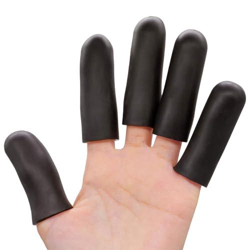 Povihome Finger Cots Protectors - Moisturizing Thumb and Finger Covers - Thickend Version - Elastic Cracked Silicone Finger Sleeves to Protect Cracked, Peel Finger and Other Finger Pain (Black, 20PCS) - color: Black, size: Medium (20PCS)