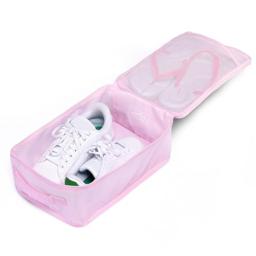 Travel Shoe Bags, Foldable Waterproof Shoe Pouches Organizer-Double Layer (6 Pink Shoe Bags) - color: Pink, size: 6 Packs