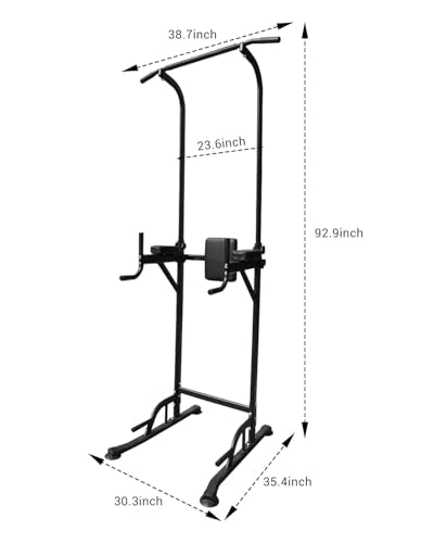 Power Tower Pull Up Bar Station, Height Adjustable Free Standing Dip Station, Home Strength Training Fitness Workout Equipment for Home Gym