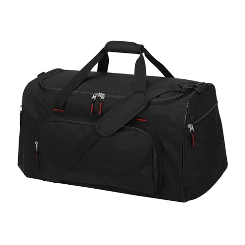 55L Sports Gym Duffle Bag for Men, Black | 22 inch, Multi Pockets, Large Capacity, Workout, Travel, Weekender, Fitness - color: Black