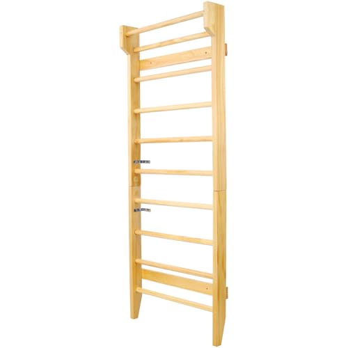 Wall-Mounted Wooden Swedish Ladder for Home Gym Use – Sturdy Pull-Up and Stretching Bar for Functional Fitness Training