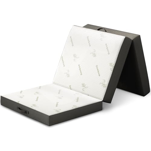 Cozzzi Folding Mattress - Twin Size Trifold Foam Mattress Topper with Removable Cover - Lightweight and Portable Sleeping Mat - Compact and Easy to Storage 75" x 31" x 4” (Grey) - size: Cot (75in x 31in x 4in), style: Gray