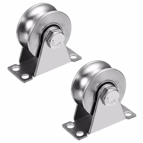 U Groove Stainless Steel Wall Pulley 2pcs Stainless Steel Tripod Pulley Wire Rope Lifting Bearing Pulley Hanging Wheel, Home Sliding Doors Track Wheel Pulley Hardwar