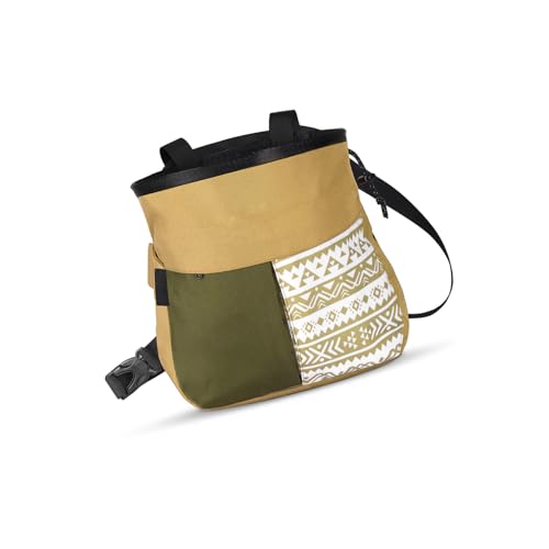 Mountaineering Chalk Bag with Large Capacity, Independent Front Compartment, Multifunctional Sports Bag for Climbers, Trapezoidal Bottom, Orange - size: Small Khaki