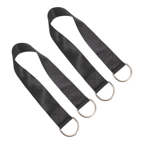 Homoyoyo 2pcs Heavy Duty Barbell Loading Straps for Pullups and Squats, Nylon Weight Plate Holder Straps, Stable and Safe Fit for Dumbbell and Barbell Sizes, Black