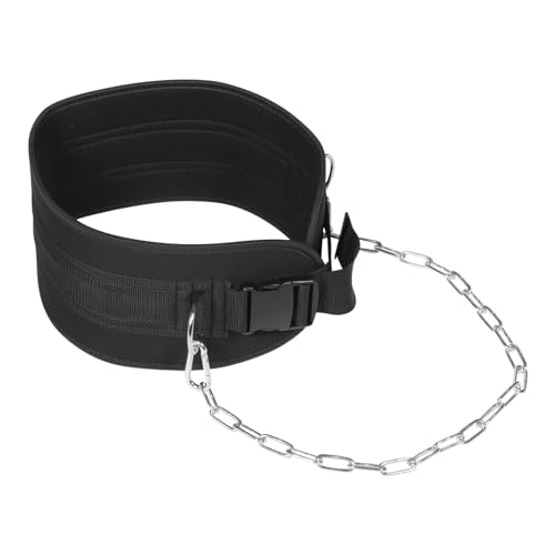 Weightlifting Dipping Belt with Thick Chain and Buckle for Upper Body Strength Training Elastic Waist Support Fitness Supply for Running Hiking Climbing Yoga and Leisure Walks