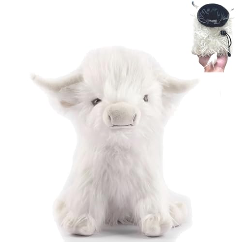 Funny Highland Cow Rock Climbing Chalk Bag, Soft Fluffy Cow Climbing Chalk Pouch with Drawstring Adjustable Belt, Fit Bouldering, Gymnastics Outdoor Activities for Climbers - color: white