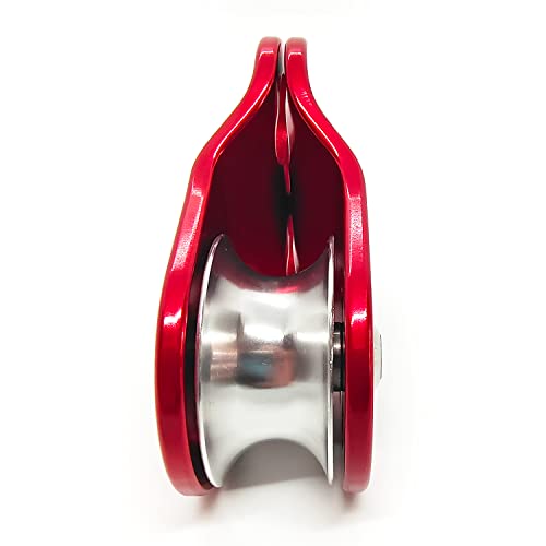 30KN Climbing Single Pulley Climbing Three Hole Hitch Pulley Climbing Bearing Pulley, Hauling Pulley for Rock Climbing, Rappelling, Zipline Sports etc.