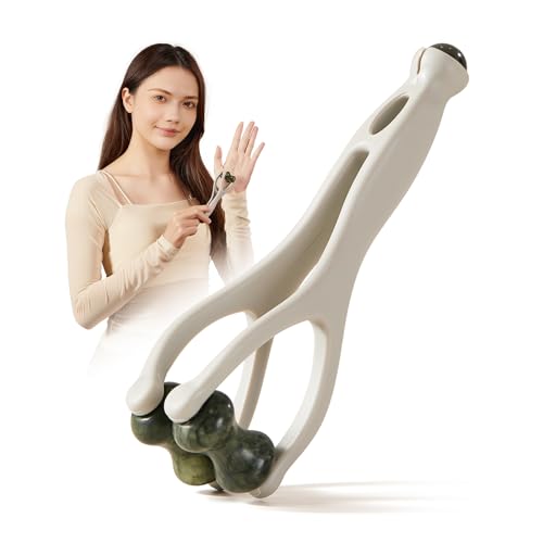CHOSIN 2-in-1 Jade Roller Finger Massager for Fatigue, Pain Relief, Arthritis for Seniors Men Women - Dual-Sided Therapy Tool Jade for Hands, Palm & Wrist