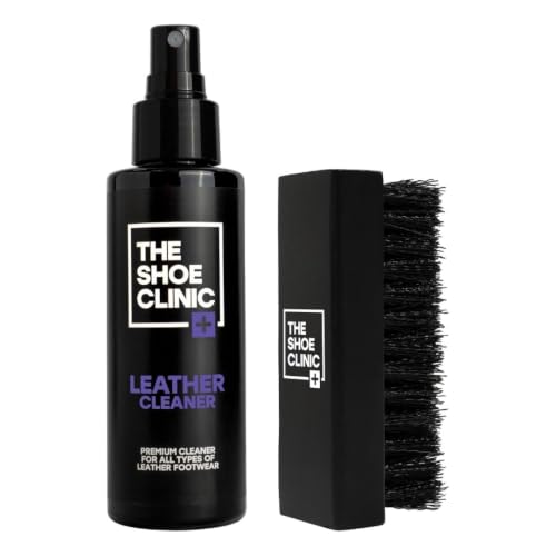Shoe Clinic Leather Cleaning Kit | Shoe Cleaning Kit with Leather Cleaner and Cleaning Brush | 125ml Stain Remover Spray | Shoe Cleaner for All Types of Boots and Footwear