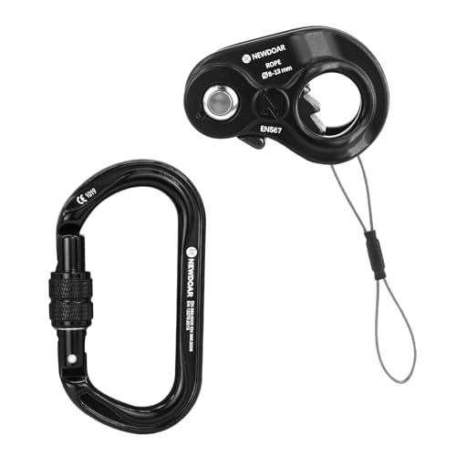 NewDoar Rope Ascender Lightweight Rope Clamp Ascender Riser Adjuster Fits 8-13mm Rope Self-Locking Grip for Rock Climbing,Hunting,Protection Rescue,Rappelling,Arborist,Gear Equipment - color: Black-Set