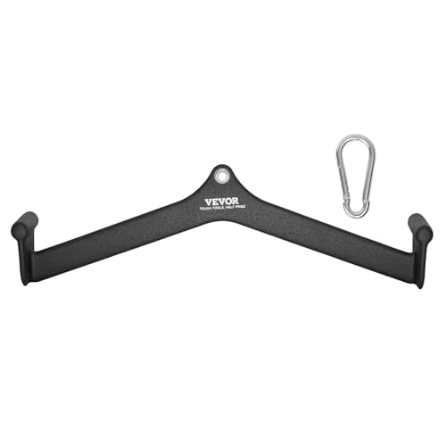 VEVOR LAT Pulldown Attachments, Cable Machine Rowing T-bar V-bar Tricep Pull Down Bar, Back Strength Training Rubber Coated Handle Grip, Bicep Curl Tricep LAT Pulldown Bar for Home Gym Fitness - size: 23x5.5x6.7"