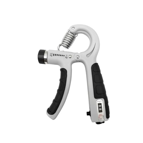 Adjustable Hand Grip Strengthener with Mechanical Counter, 11-132 Lbs (5-60kg) for Forearm & Hand Training – 1 Pack - color: Gray-Black Mechanical Counter
