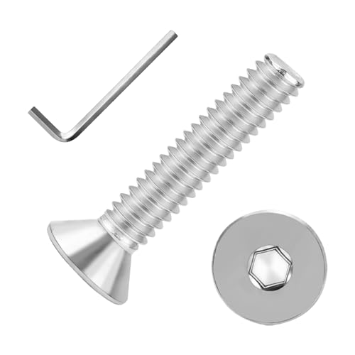 3/8-16x1-1/2 Flat Head Socket Cap Screws Bolts 30pcs HS/JXLS-03 | 304 Stainless Steel, UNC Coarse Full Thread, Equipped with Phillips Bit, for DIY, for Repair, Install Furniture Screws - size: 3/8-16x1-1/2"