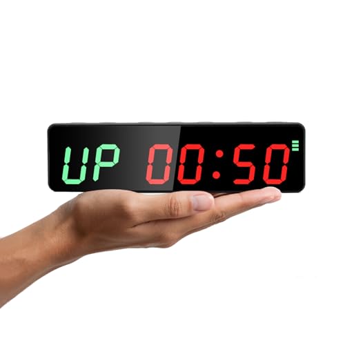 Portable Gym Timer Clock with Powerful Battery, Workout Timer for Home Gym with Brightness Adjustable for Countdown/Up/Stopwatch/HIIT, Digital Gym Stopwatch for Gym/Garage/Boxing/Fitness - style: 1 inch-Black
