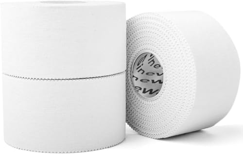 3-Pack White Athletic Tape, Easy Tear Sports Tape, Strong Adhesive Athletic Tape for Medical Trainers & Athlete, Suitable Tape for Hockey, Tennis, Gymnastics & Boxing - size: 3-PACK