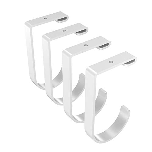 FLEXIMOUNTS 4 Pack Add-On Storage Flat Hooks, White | Accessory for Garage Ceiling Rack and Wall Shelving, Max Weight Capacity up to 50 lbs - color: White