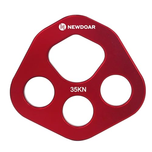 NewDoar Descender Plate 20KN Paw Rigging Plate 4 Holes Rock Climbing Gear(4 holes/20KN Red)
