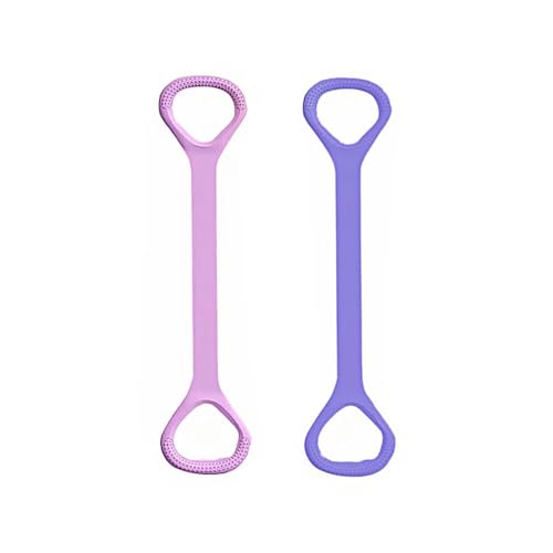 2-Pack Figure 8 Resistance Band TPR Pull Strap for Upper Body Stretching and Exercise - color: Pink Purple