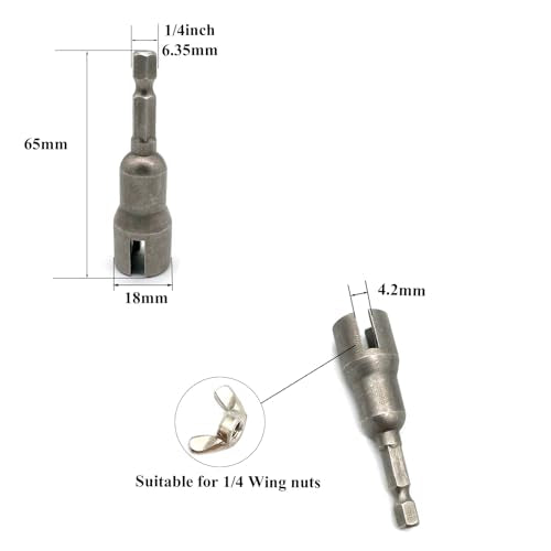 1/4" Wing Nut Driver Wing Nut Drill Bit Socket Wrenches 1/4 inch Hexagon Head Drill Driver Bits for Panel Nuts Screws Eye C Hook Bolt - size: Wing Nut Driver (1/4"-20) - 1 Pcs