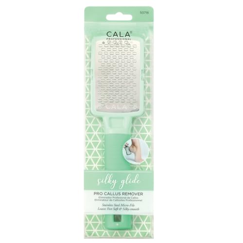 CALA Silky Glide Pro Callus Remover Foot File (Mint), Stainless Steel Micro-File Wide Surface for Wet/Dry Skin, Ultra-Soft Handle for Comfort & Control, Reusable, Easy-Clean - color: Mint