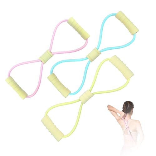 Figure 8 Fitness Resistance Bands with Handles, Yoga Resistance Band Stretch Fitness Band, Chest Expander, for Arm and Shoulder Stretch, Rope 8 Word Elastic for Women and Men（3 Pack）