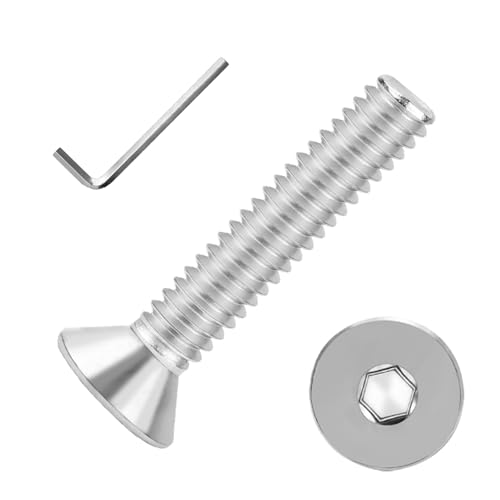 5/16-18x1-1/2 Flat Head Socket Cap Screws Bolts 30pcs HS/JXLS-03 | 304 Stainless Steel, UNC Coarse Full Thread, Equipped with Phillips Bit, for DIY, for Repair, Install Furniture Screws - size: 5/16-18x1-1/2"