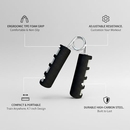 Adjustable Hand Grip Strengthener with Ergonomic TPE Foam Handles for Forearm & Finger Exercise - color: Gray
