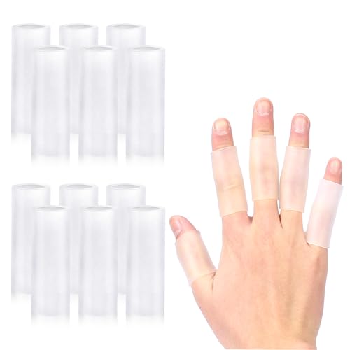 salbsever 20 Pcs Finger Sleeves Protectors Silicone Finger Sleeve Gel Finger Sleeve Protectors Finger Covers Cushions and Protects Rubber Finger Shields Provide Relief forCracked Finger - color: Transparent