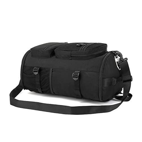 Kalesi Gym Duffle Bag Backpack 4-Way Waterproof with Shoes Compartment for travel Sport Hiking laptop (Black) - color: Black