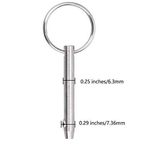 8 PCS Quick Release Pins Bimini Top Pins, Diameter 1/4"(6.3mm), Overall Length 3"(76mm), Usable Length 2.4"（61mm, Marine 316 Stainless Steel - size: 8 Pieces