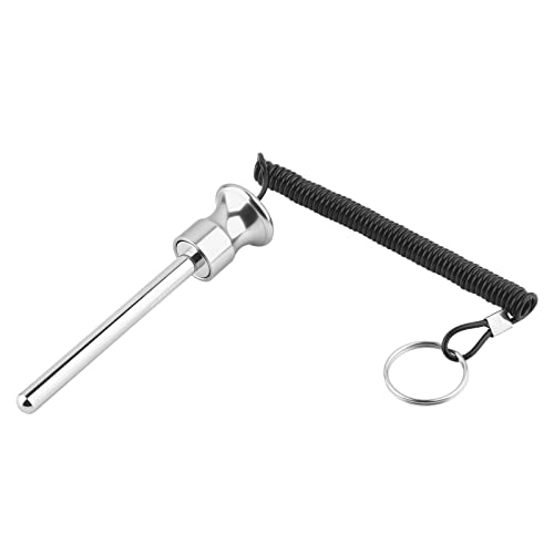 Cosmos Gym Weight Stack Pin Universal Replacement Selector Lock Pin Detent Hitch Pin, Tensile 3/8" Dia. & 4" Locking Space with Lanyard, for Gym Equipment Machine Weight Plate - color: Silver Tone Knob