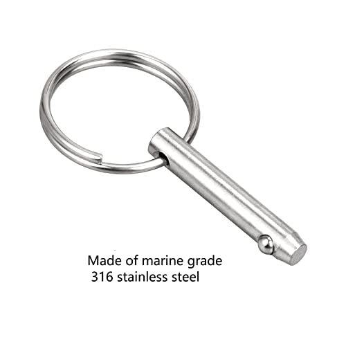 2 PCS Marine 316 Stainless Steel Quick Release Pin Bimini Top Pin, Diameter 1/4"(6.3 mm), Overall Length 3"(76 mm), Usable Length 2.4"（61 mm - size: 2 Pieces
