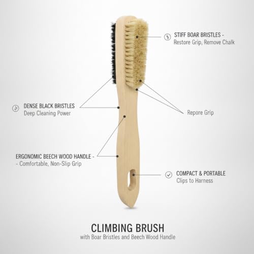 Climbing Brush with Boar Bristles and Beech Wood Handle for Chalk Removal (1 PC)