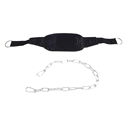 Fitness Drop Weight Dip Belt with 2 Chains Adjustable Nylon Weightlifting Belt for Pull Ups Strength Training