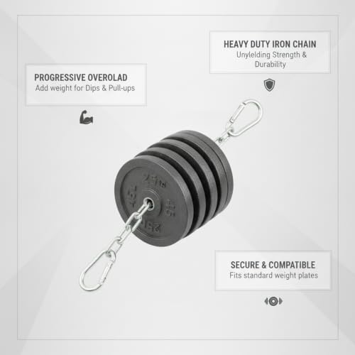 Home Gym Pull Up Station Accessory: Weighted Dip Belt with Heavy Duty Iron Chain for Strength Training - size: 11.81 x 0.98 x 0.39 in