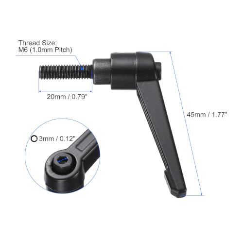 uxcell 4pcs Clamping Lever Handles, M6 x 20mm Black Oxide Carbon Steel Threaded Male Stud, Adjustable Handles Locking Quick Release Ratchet Push Button Bolt Knobs, Black - size: M6 x 20mm