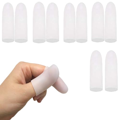 Kris-kikomy Gel Finger Protectors Finger Caps Silicone Fingertips Protection - Finger Cots Great for Trigger Finger, Finger Arthritis, Finger Cracking and Other Finger Pain Relief (Small) - size: Small (Pack of 10)