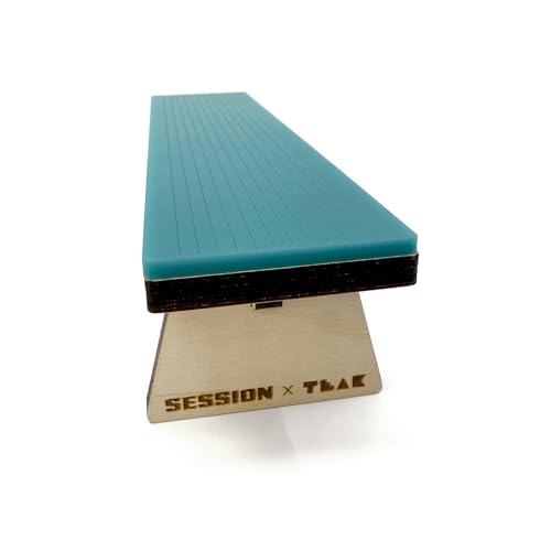 Teak Tuning x Session Wooden Fingerboard Obstacle - The Bench, Baltic Birch Wood with Teal Acrylic Surface, 7 7/8 x 1 3/4 x 1 3/4 Inches