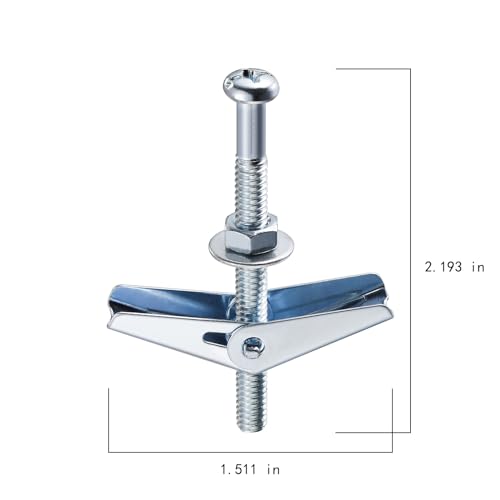 Wensilon (30 pcs) 1/8" Heavy Duty Drywall Anchors and Screws,Toggle Bolts and Wing Nuts Set, Hollow Drywall Anchors Bolts Screws Assortment Kit for Hanging Lamps Heavy Items - size: 1/8" (30 pcs)