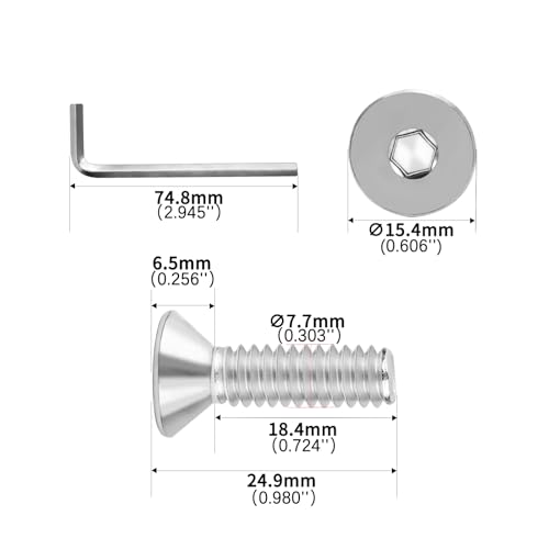 5/16-18x1 Flat Head Socket Cap Screws Bolts 30pcs HS/JXLS-03 | 304 Stainless Steel, UNC Coarse Full Thread, Equipped with Phillips Bit, for DIY, for Repair, Install Furniture Screws - size: 5/16-18x1"