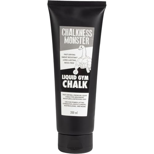 Liquid Gym Chalk - Mess-Free - Premium Sweat Resistant Long Lasting Grip - Quick Dry Hand Grip for Gymnastics, Rock Climbing, Power Lifting and More - Chalkness Monster - size: 200mL