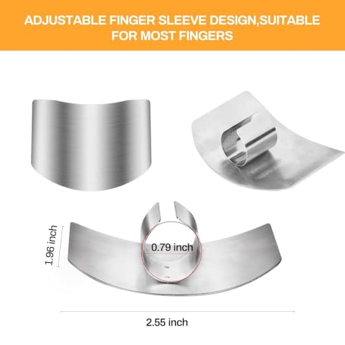 Promifun Finger Guards for Cutting, 4 Pcs Stainless Steel Finger Protector for Cutting Food, Knife Guard, Chopping Protector for Dicing and Slicing in Kitchens