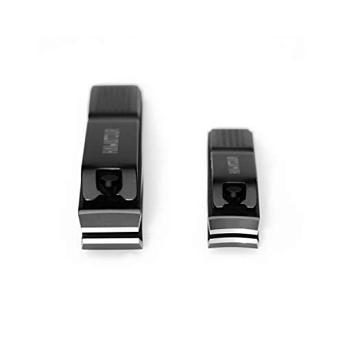 Nail Clippers Set with Visibly Tin Case, Black | Ultra Sharp, Sturdy Fingernail and Toenail Clipper Cutters - color: Black